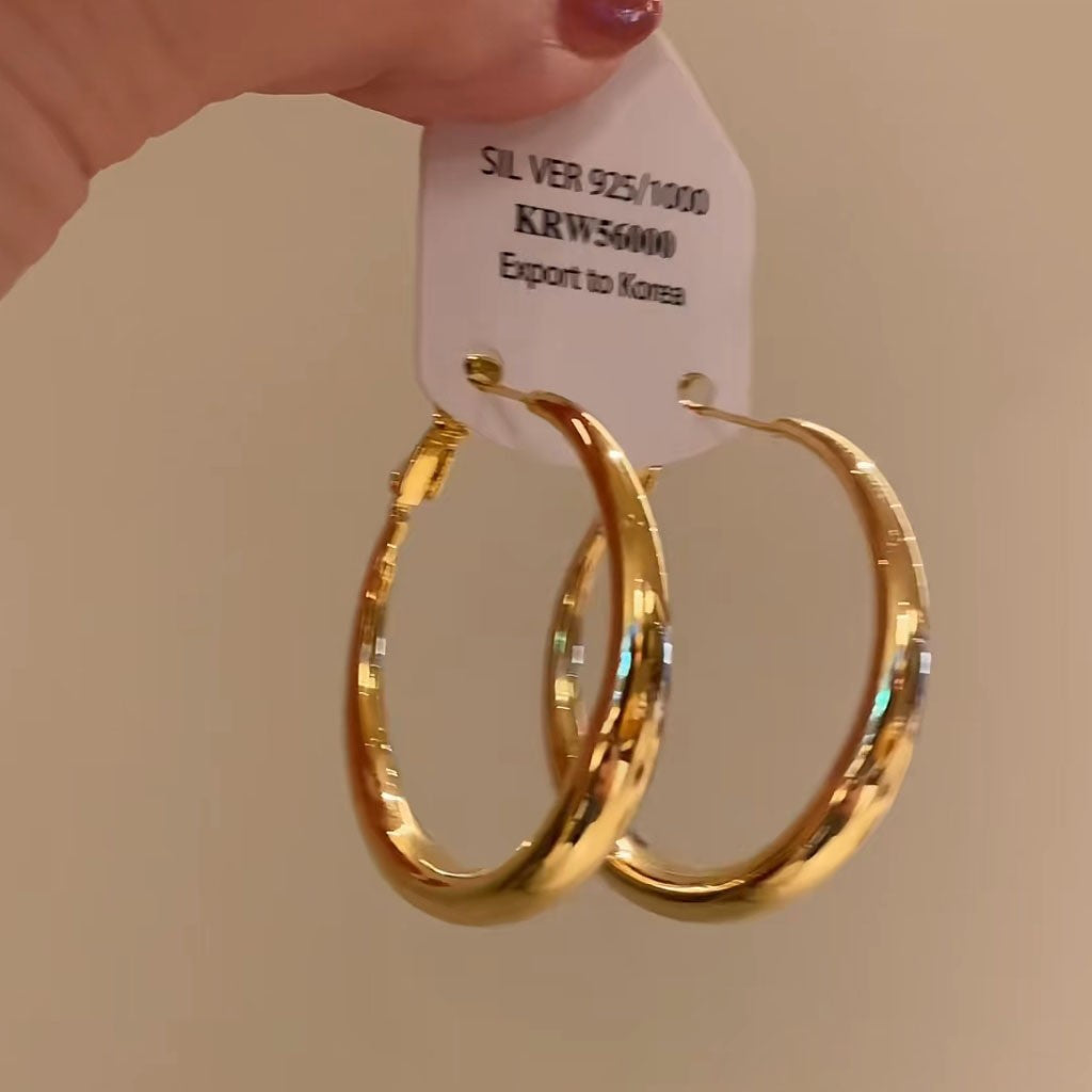 925 Gold Earrings Women's Retro