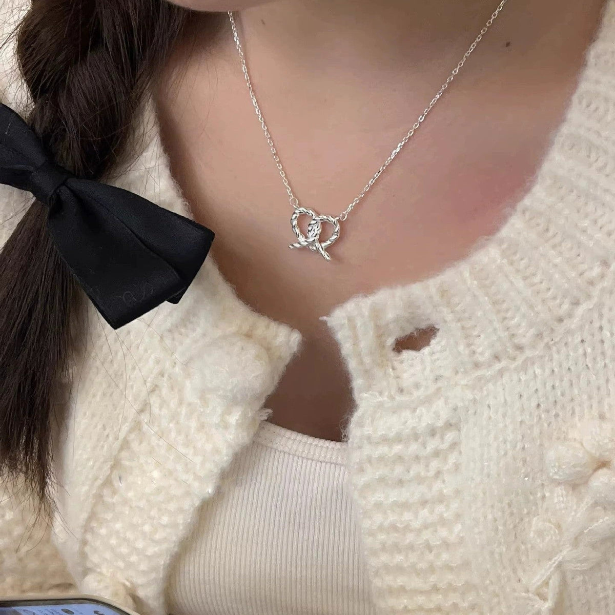 S925 Sterling Silver Pearl Necklace For Women Light Luxury And High-end