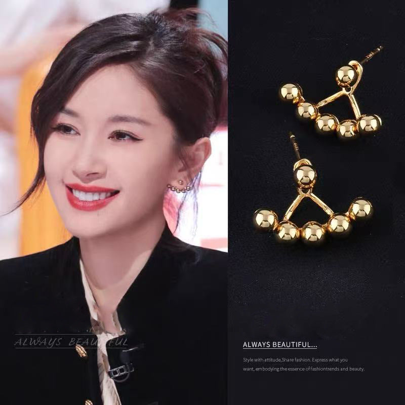 925 Gold Earrings Women's Retro