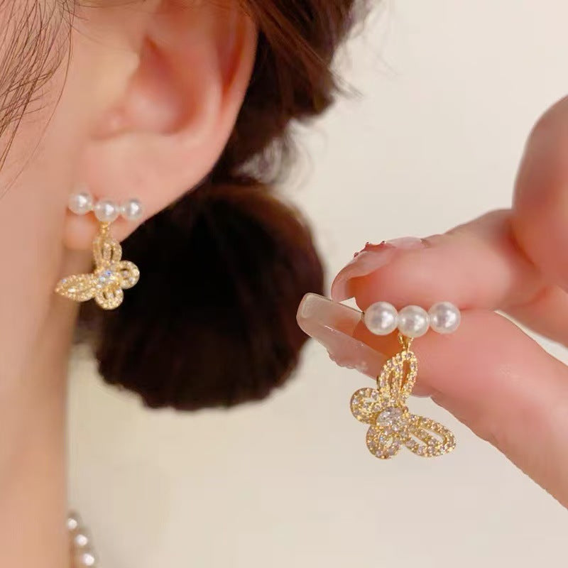 925 Gold Earrings Women's Retro