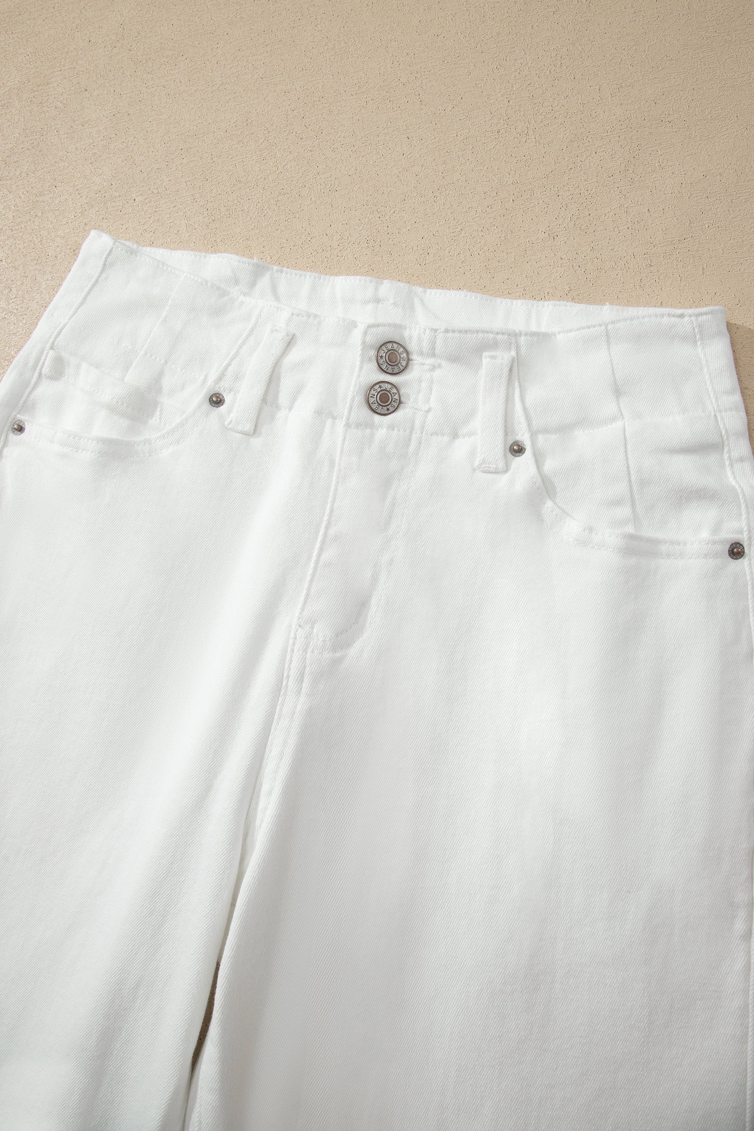 Denim 2-Button High Waist Wide Leg Jeans