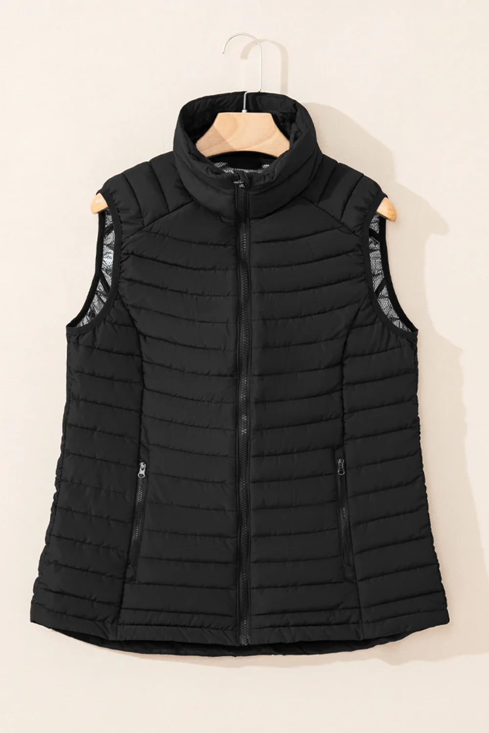Standing Collar Zip Up Puffer Vest