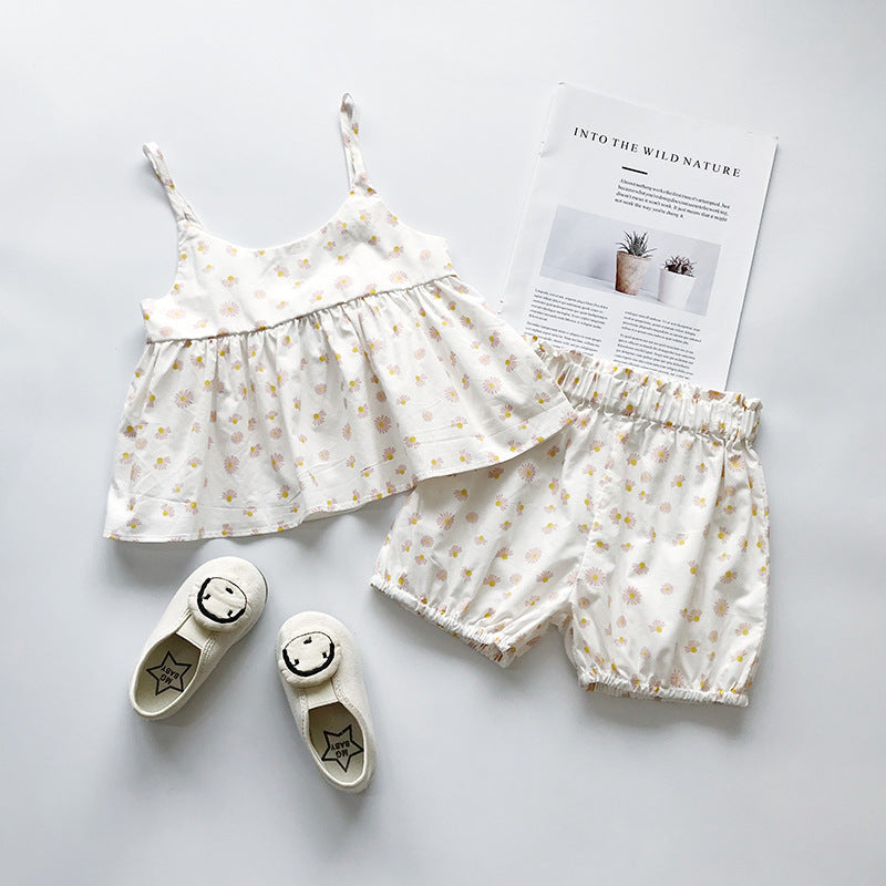 Children's Wear Girls' Skirt Set Small Sleeveless Tops Shorts