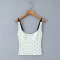 Lace Stitching Sexy Square Collar Polka Dot Spaghetti Strap Camisole Top