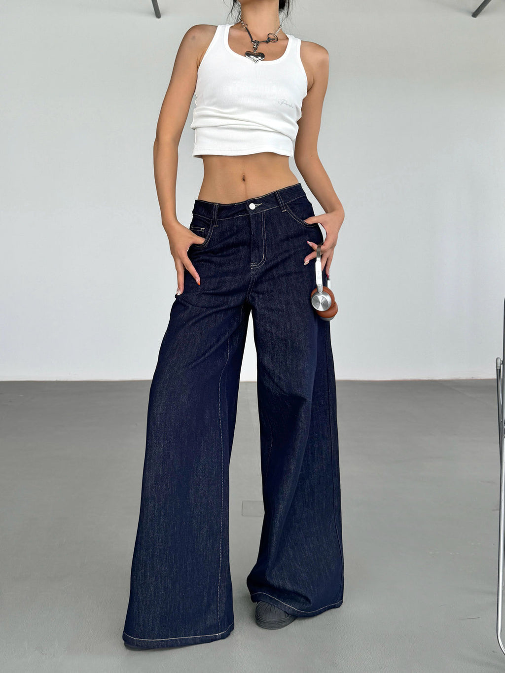 American Retro Wide Leg Jeans for Women