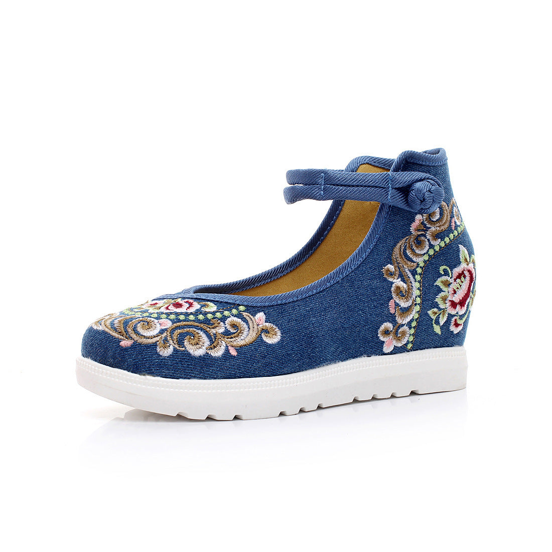 High Heel Canvas Embroidered Women's Shoes