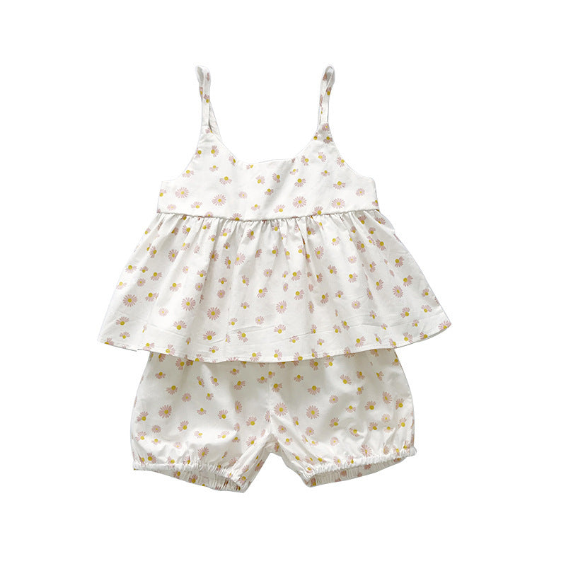 Children's Wear Girls' Skirt Set Small Sleeveless Tops Shorts