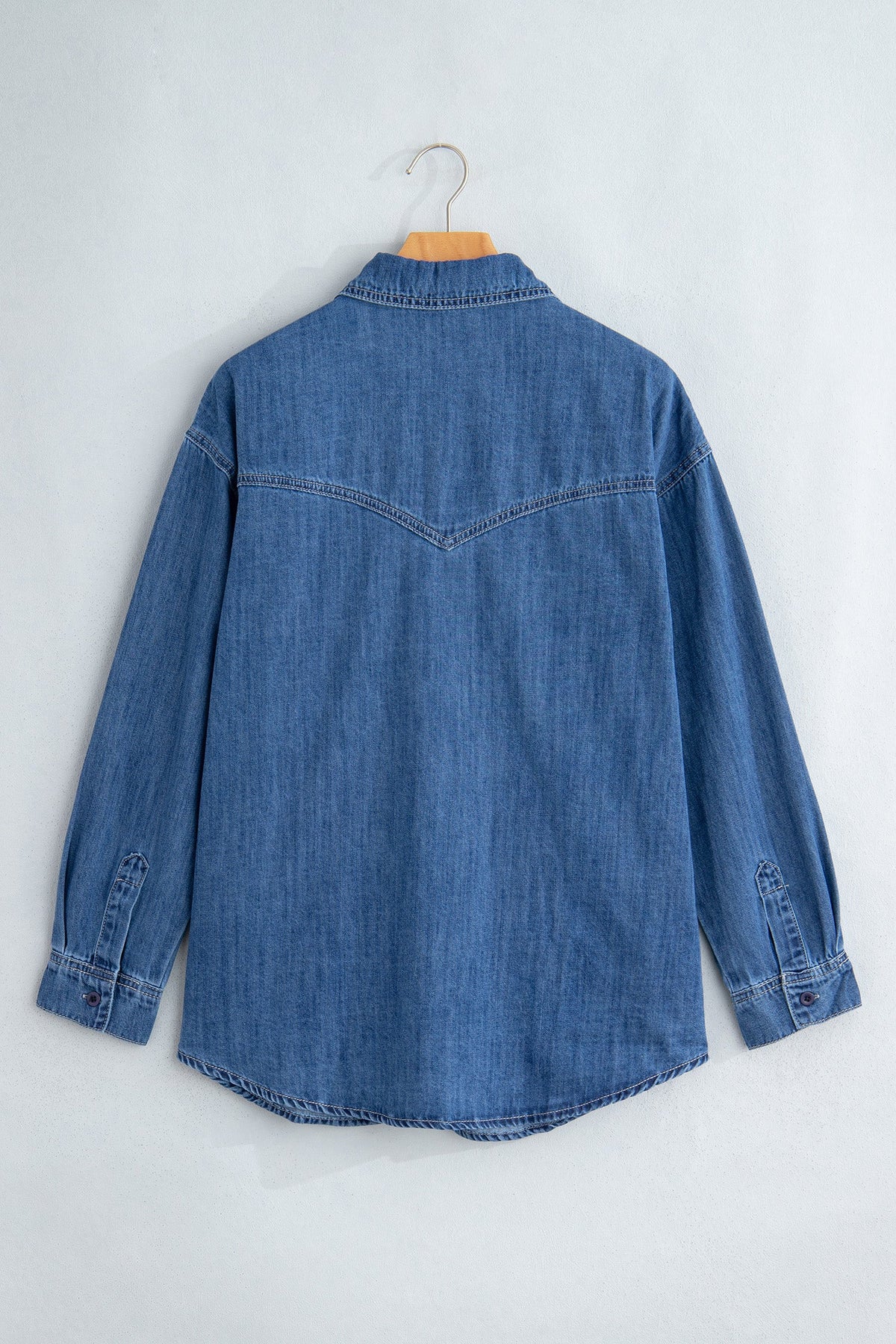 Western Denim Patch Pockets Long Sleeve Shirt