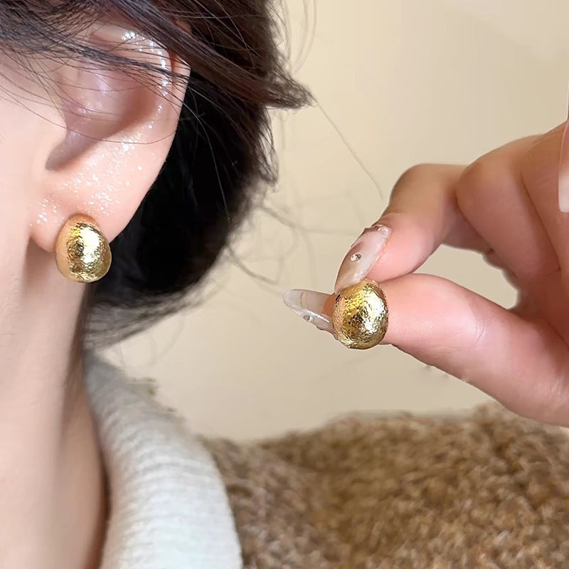 925 Gold Earrings Women's Retro