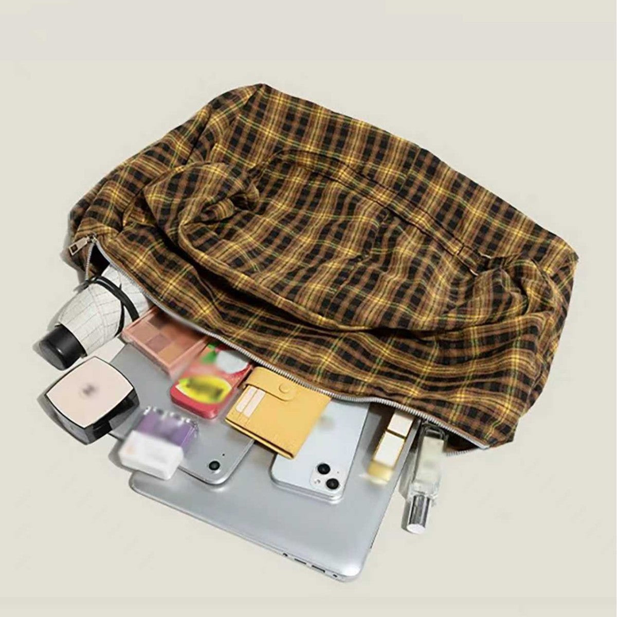 Womens Plaid Multi-Wear Large-Capacity Shoulder Crossbody Bag