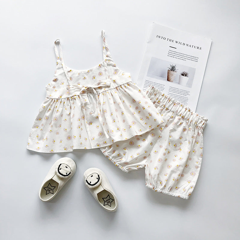 Children's Wear Girls' Skirt Set Small Sleeveless Tops Shorts