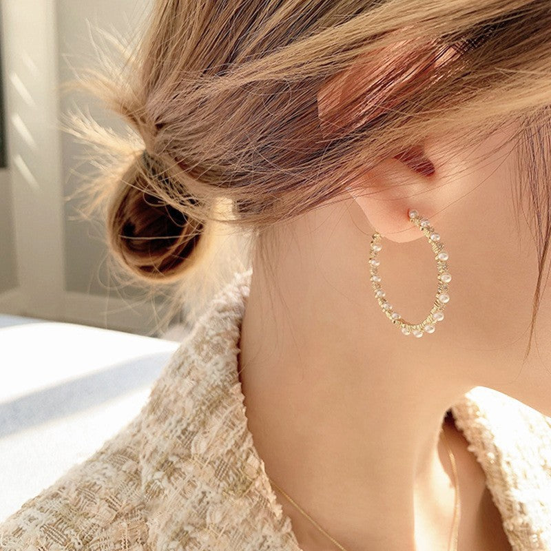 925 Gold Earrings Women's Retro