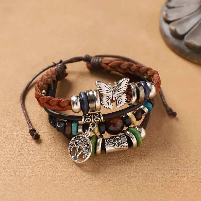 Handmade Bohemian Bracelet Retro Ethnic Style Men's and Women's Woven Multi-Layer Stacked Bracelet Niche Hand Rope