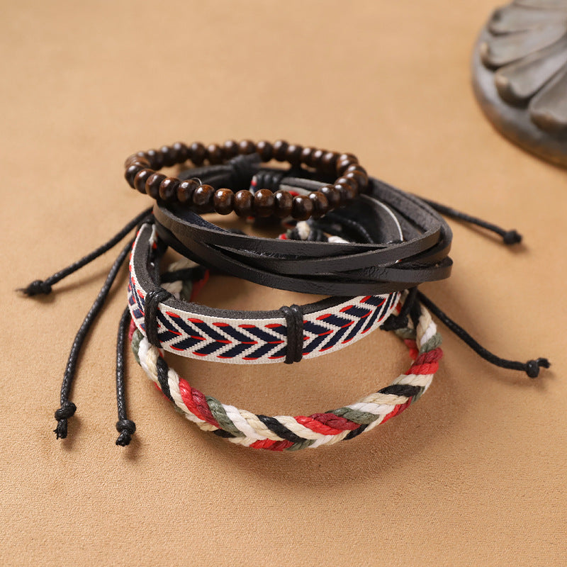 Handmade Bohemian Bracelet Retro Ethnic Style Men's and Women's Woven Multi-Layer Stacked Bracelet Niche Hand Rope