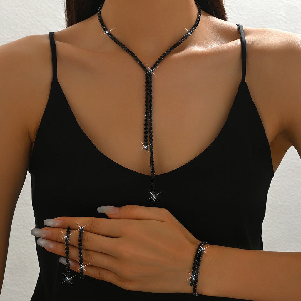 Dazzling Diamond Tassel Necklace, Earrings, Bracelet, Earring Set, Jewelry Set