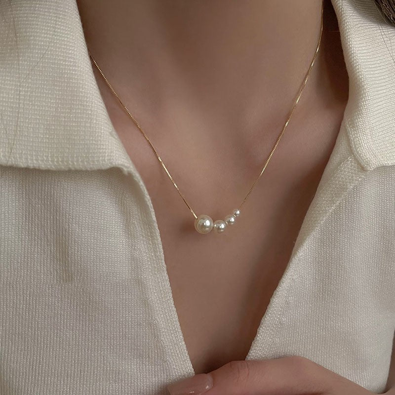 S925 Sterling Silver Pearl Necklace For Women Light Luxury And High-end