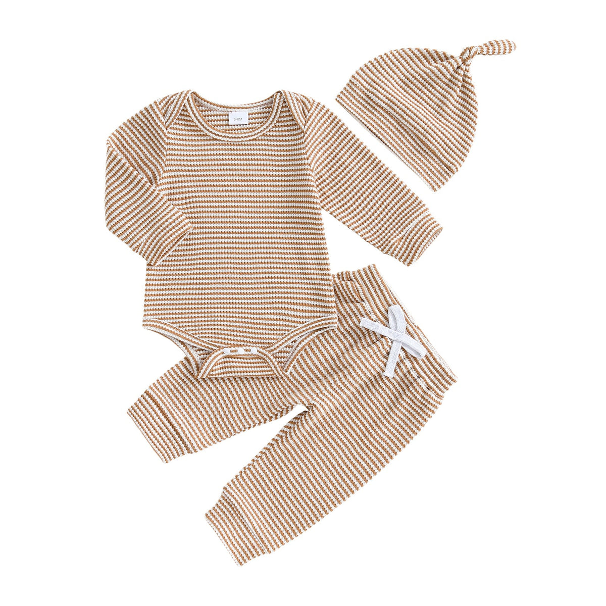 Striped Triangle Onesie Pants and Hat Three-piece Set