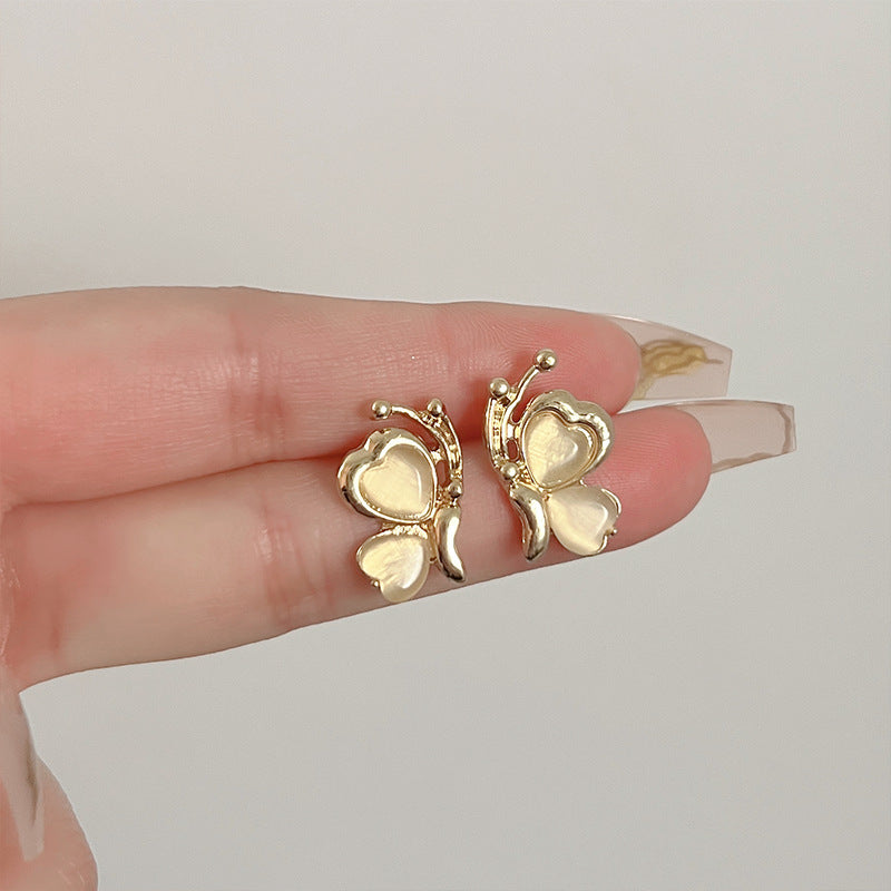 925 Gold Earrings Women's Retro