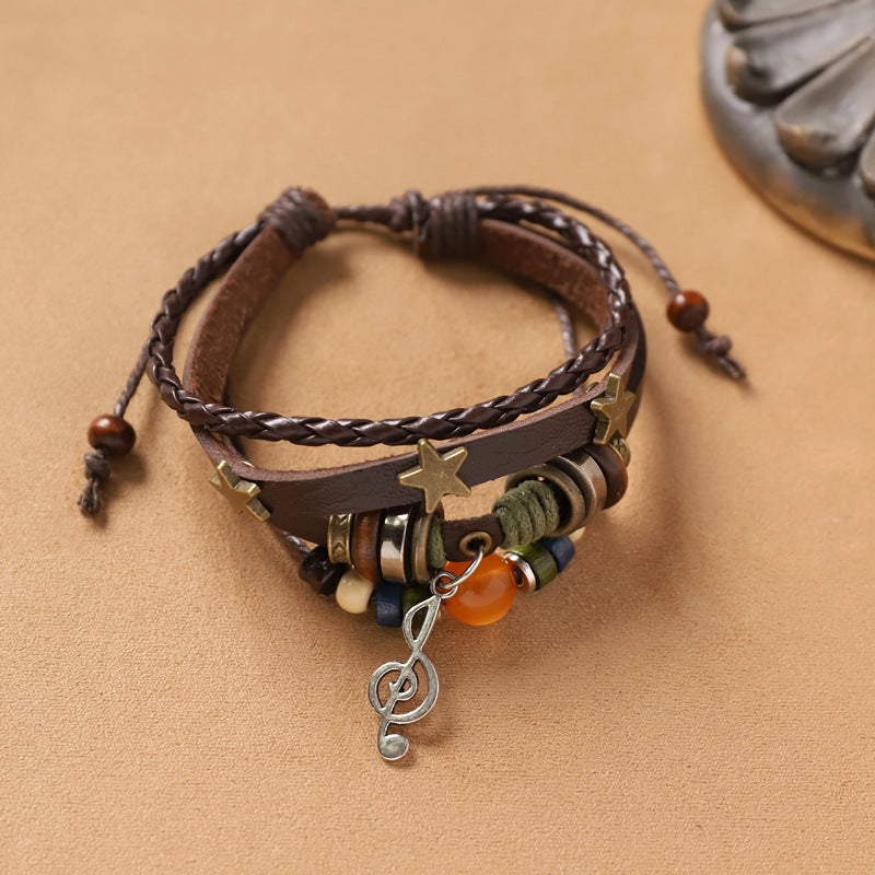 Handmade Bohemian Bracelet Retro Ethnic Style Men's and Women's Woven Multi-Layer Stacked Bracelet Niche Hand Rope