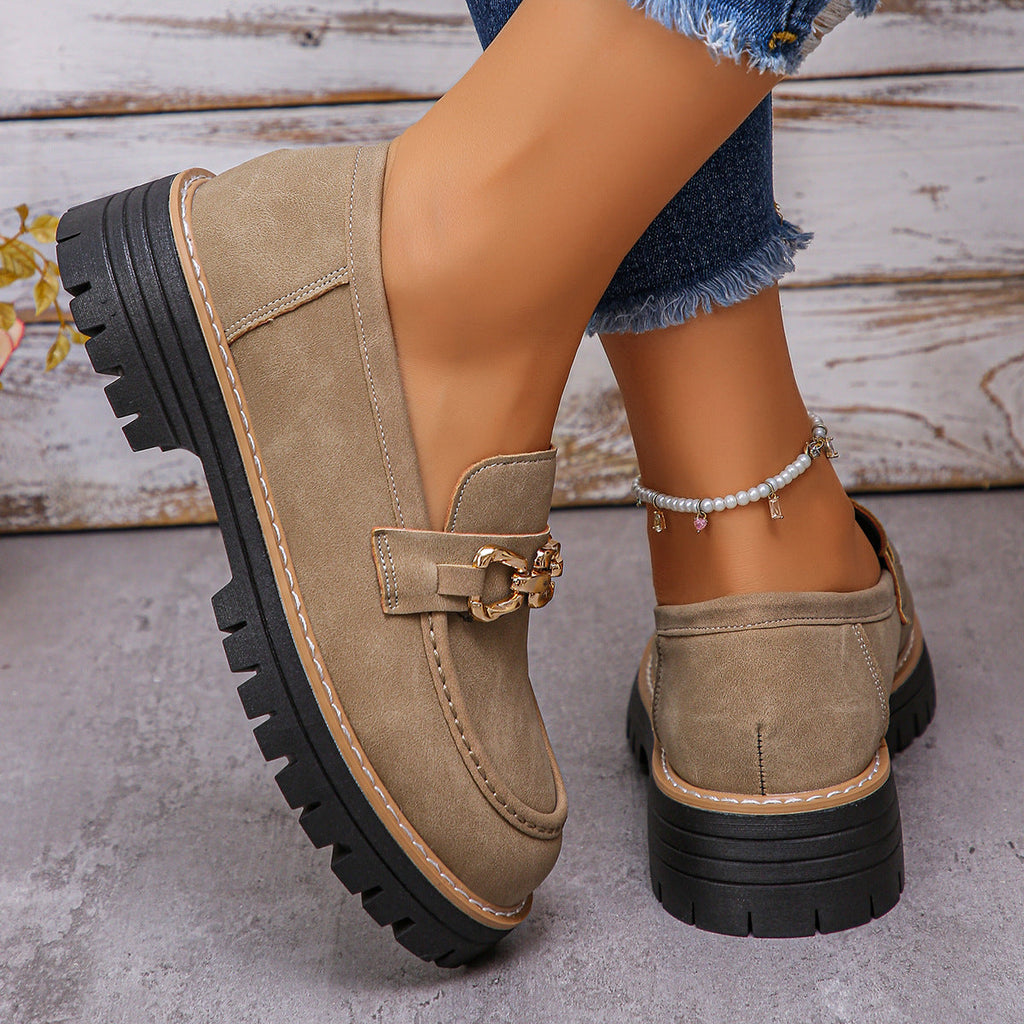 Women's Chunky Block Heel Low-Top Shoes
