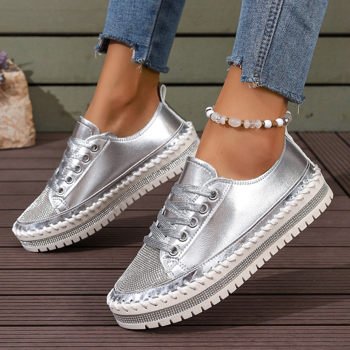 Women’s White Sneakers – Chunky Sole Casual Everyday Shoes