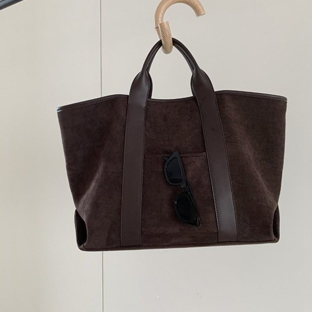 Vintage Suede Large-Capacity Tote Bag