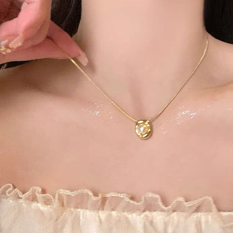 S925 Sterling Silver Pearl Necklace For Women Light Luxury And High-end