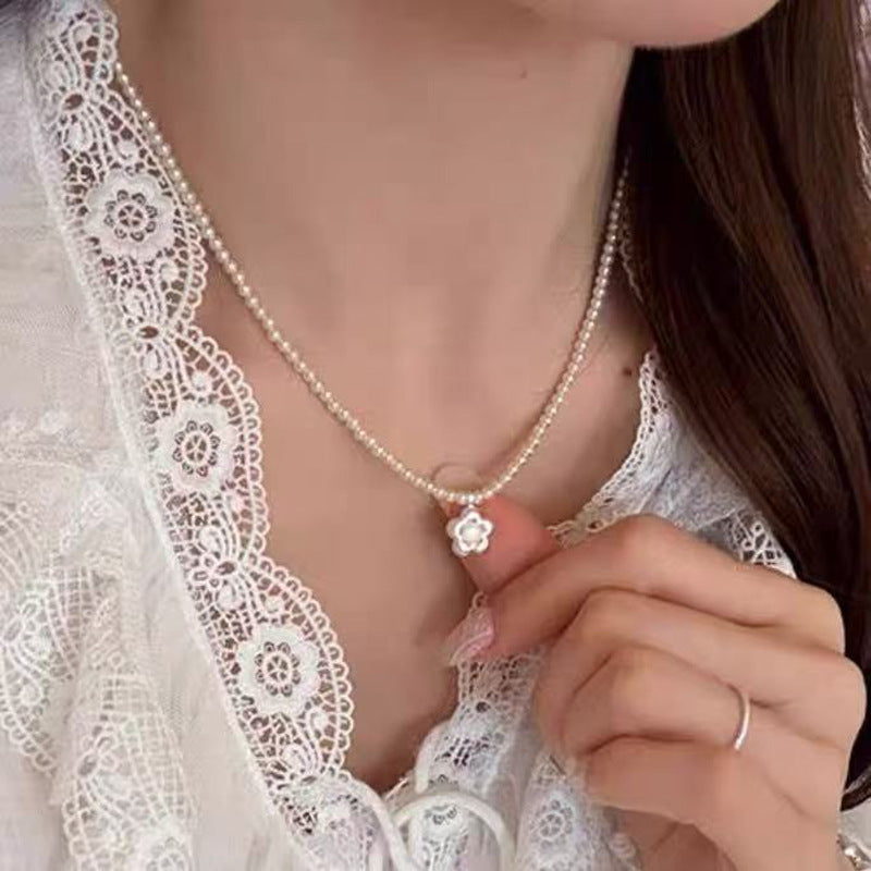 S925 Sterling Silver Pearl Necklace For Women Light Luxury And High-end