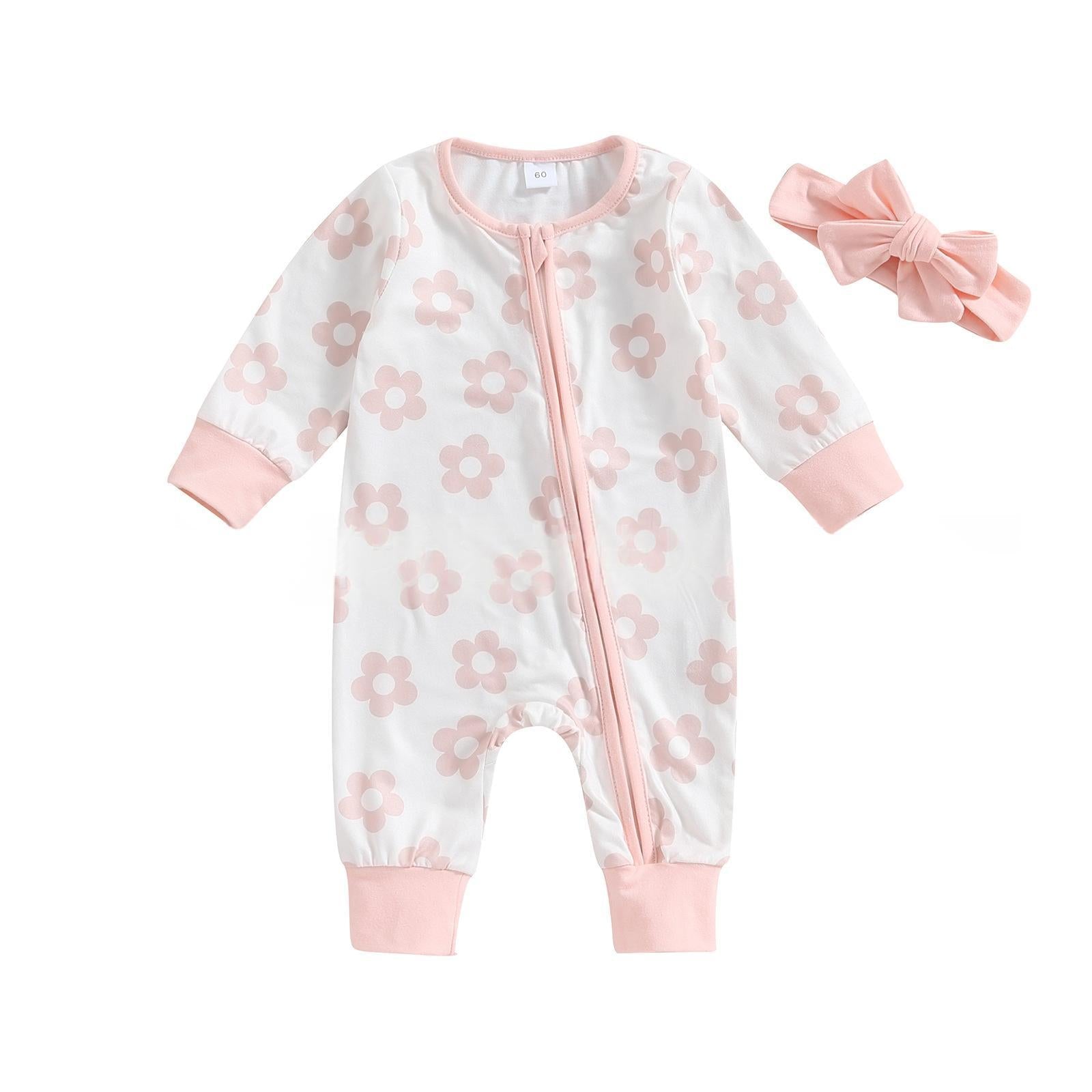 Floral-print Zip-up Jumpsuit For Girls