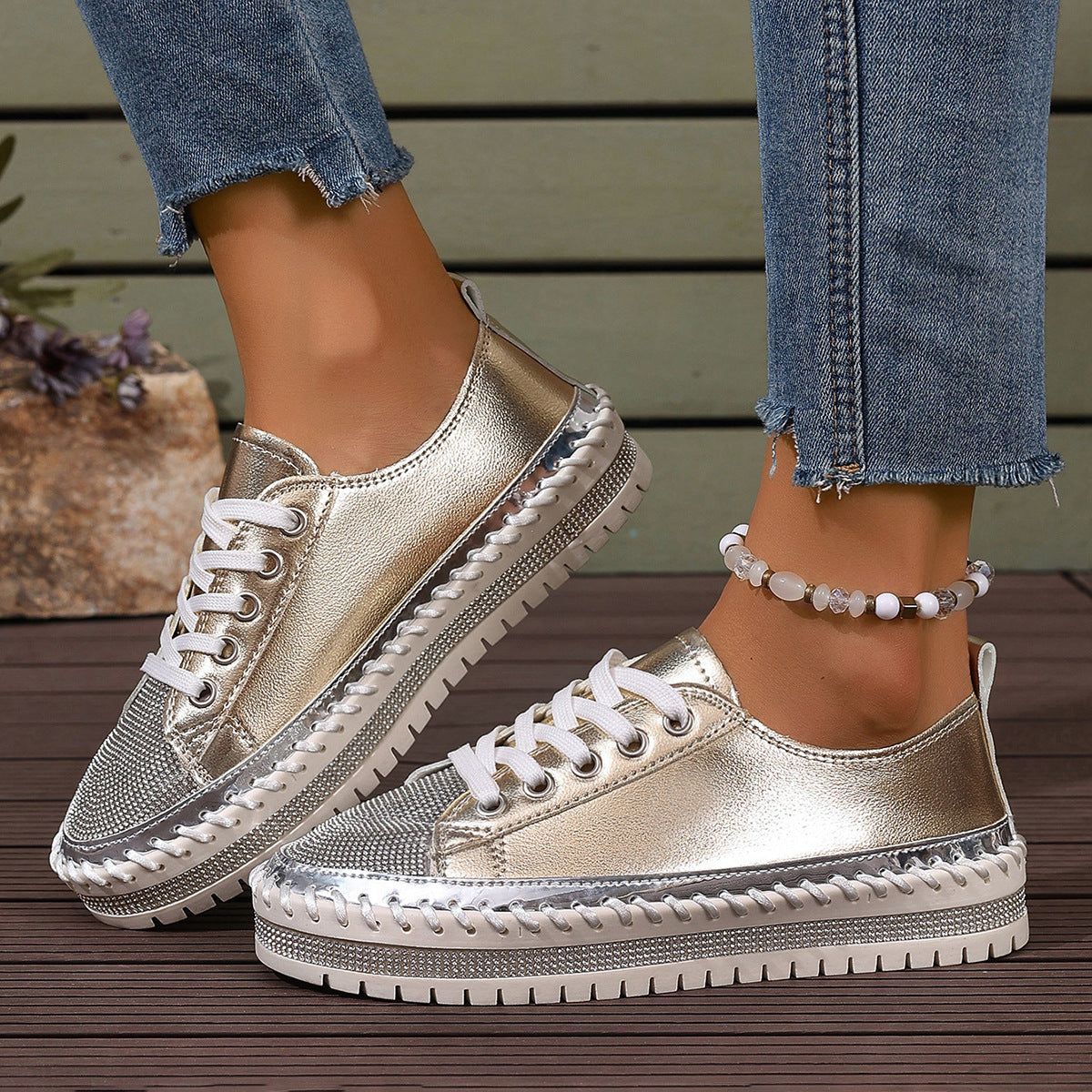 Women’s White Sneakers – Chunky Sole Casual Everyday Shoes