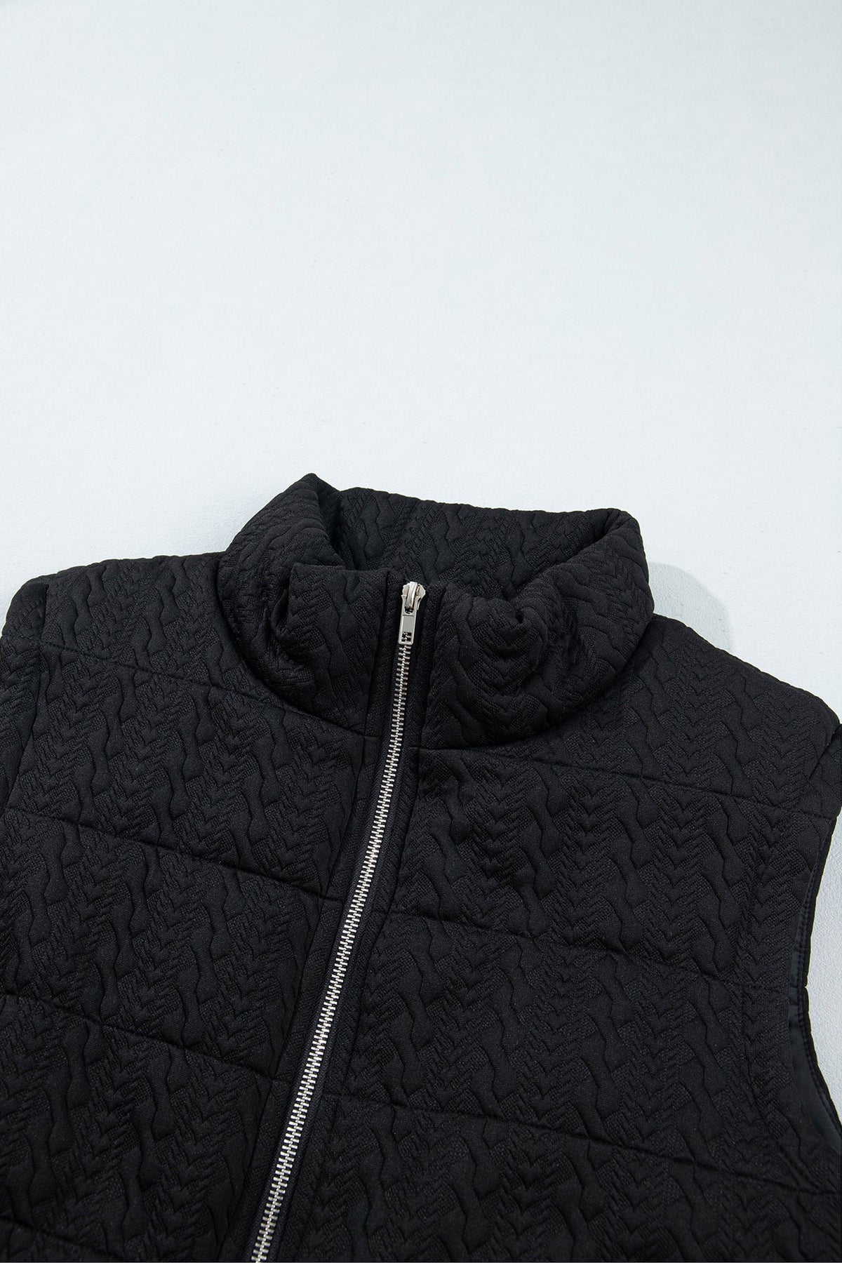 Solid Stand Collar Zip Up Puffer Vest