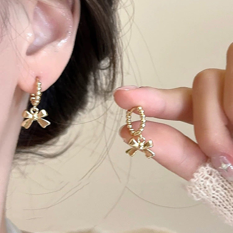 925 Gold Earrings Women's Retro