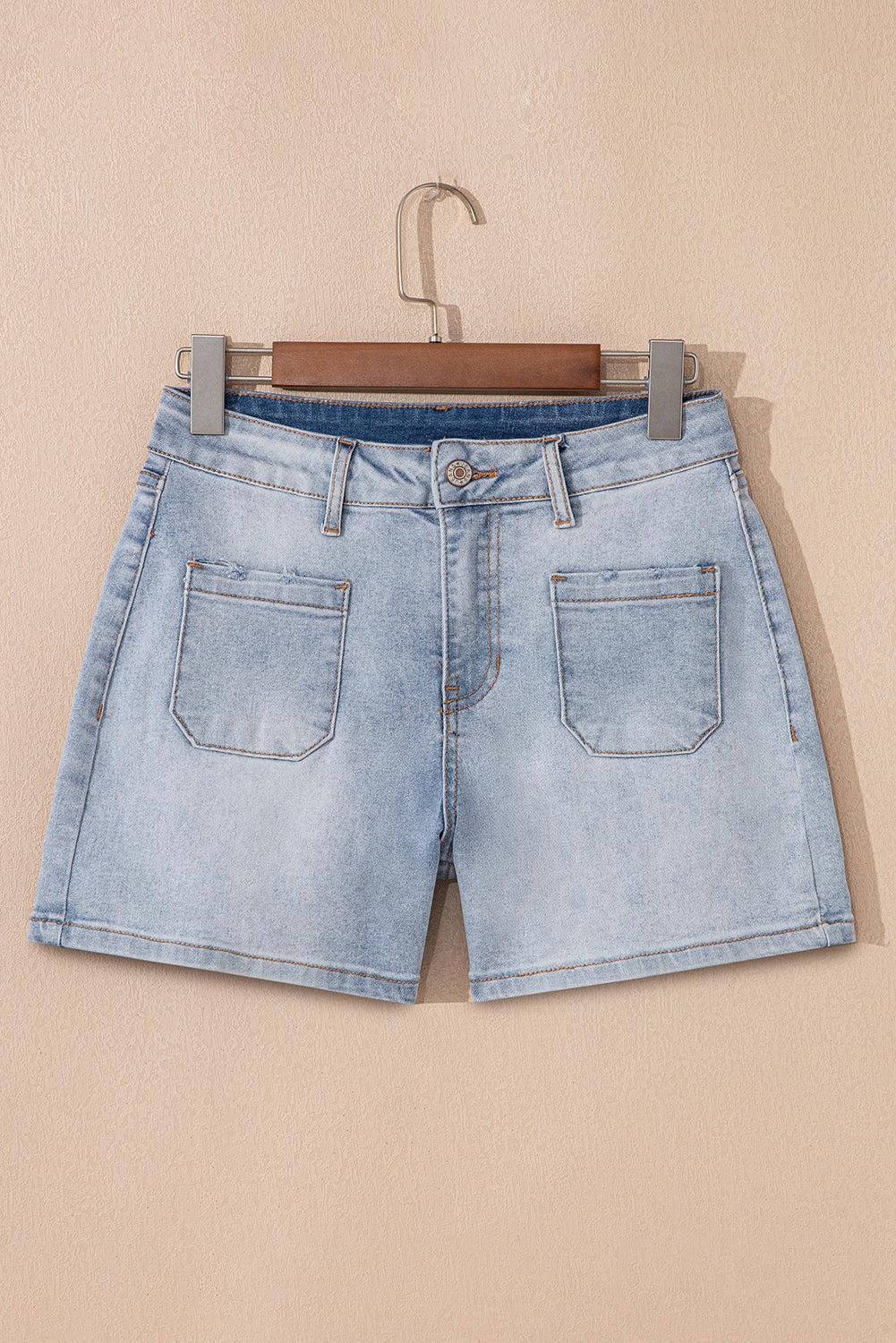 Light Wash Denim High Rise Shorts