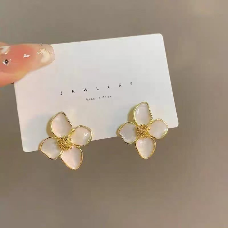 925 Gold Earrings Women's Retro