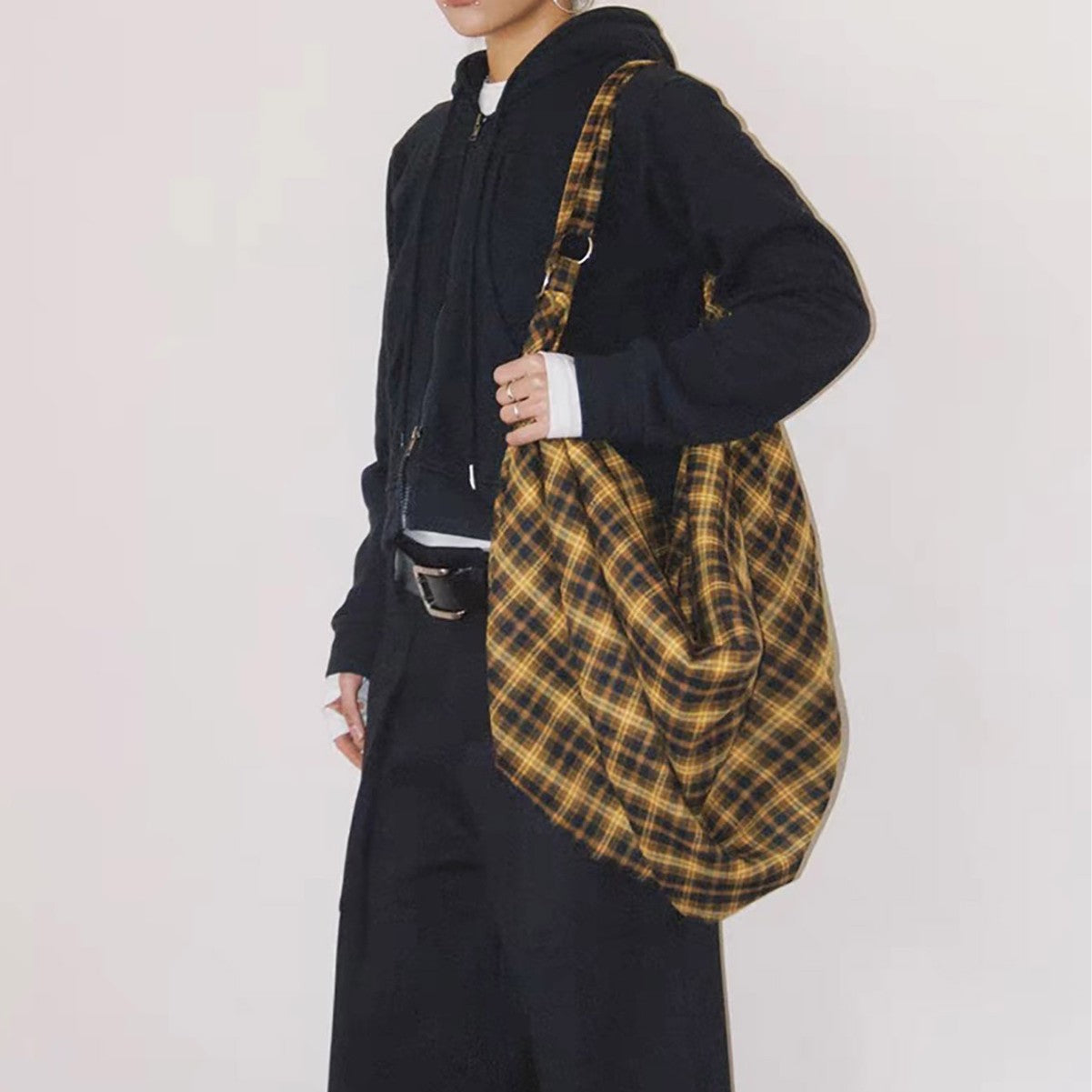 Womens Plaid Multi-Wear Large-Capacity Shoulder Crossbody Bag