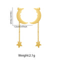 Stainless Steel Tassel Earrings for Women, Star Moon Stud Earrings