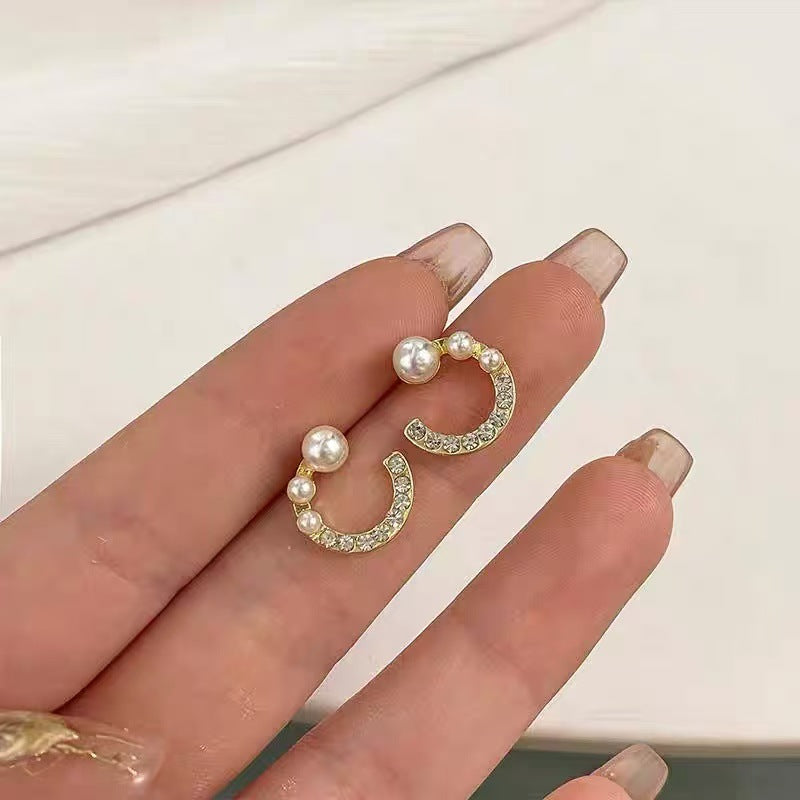 925 Gold Earrings Women's Retro