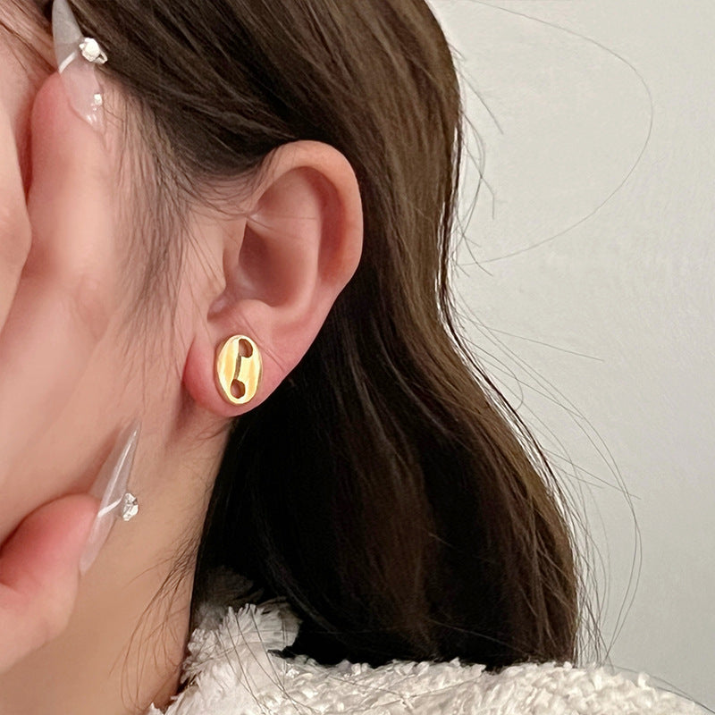 925 Gold Earrings Women's Retro