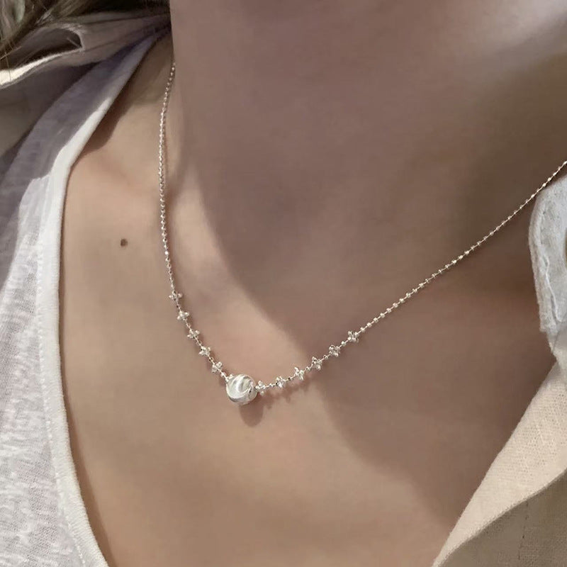 S925 Sterling Silver Pearl Necklace For Women Light Luxury And High-end
