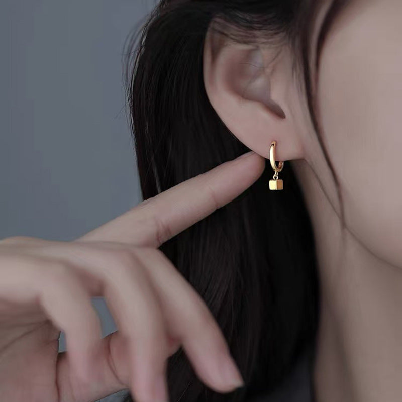 925 Gold Earrings Women's Retro