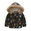 Boys and Girls Printed Hooded Children's Warm Cotton Jacket Thickened