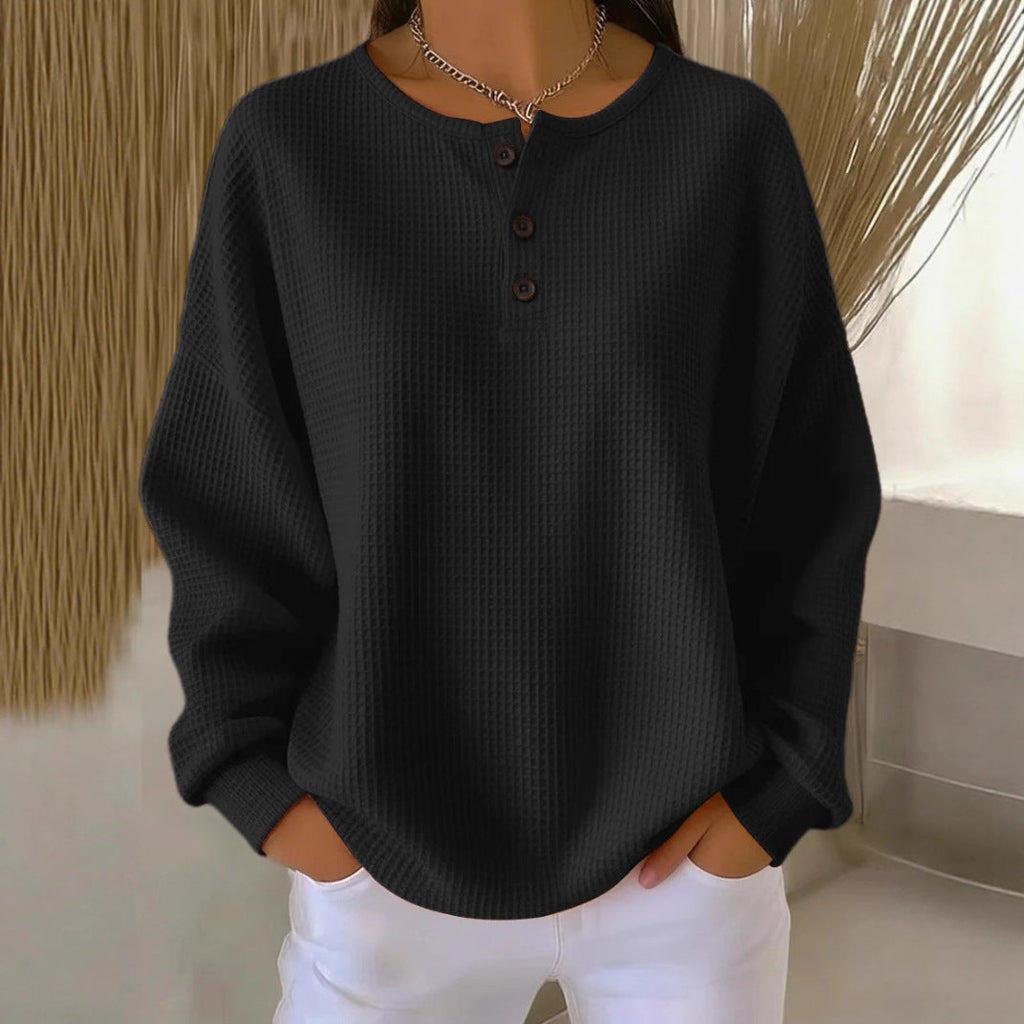 Women's Solid Color Pullover Loose Top | Long & Short Sleeve