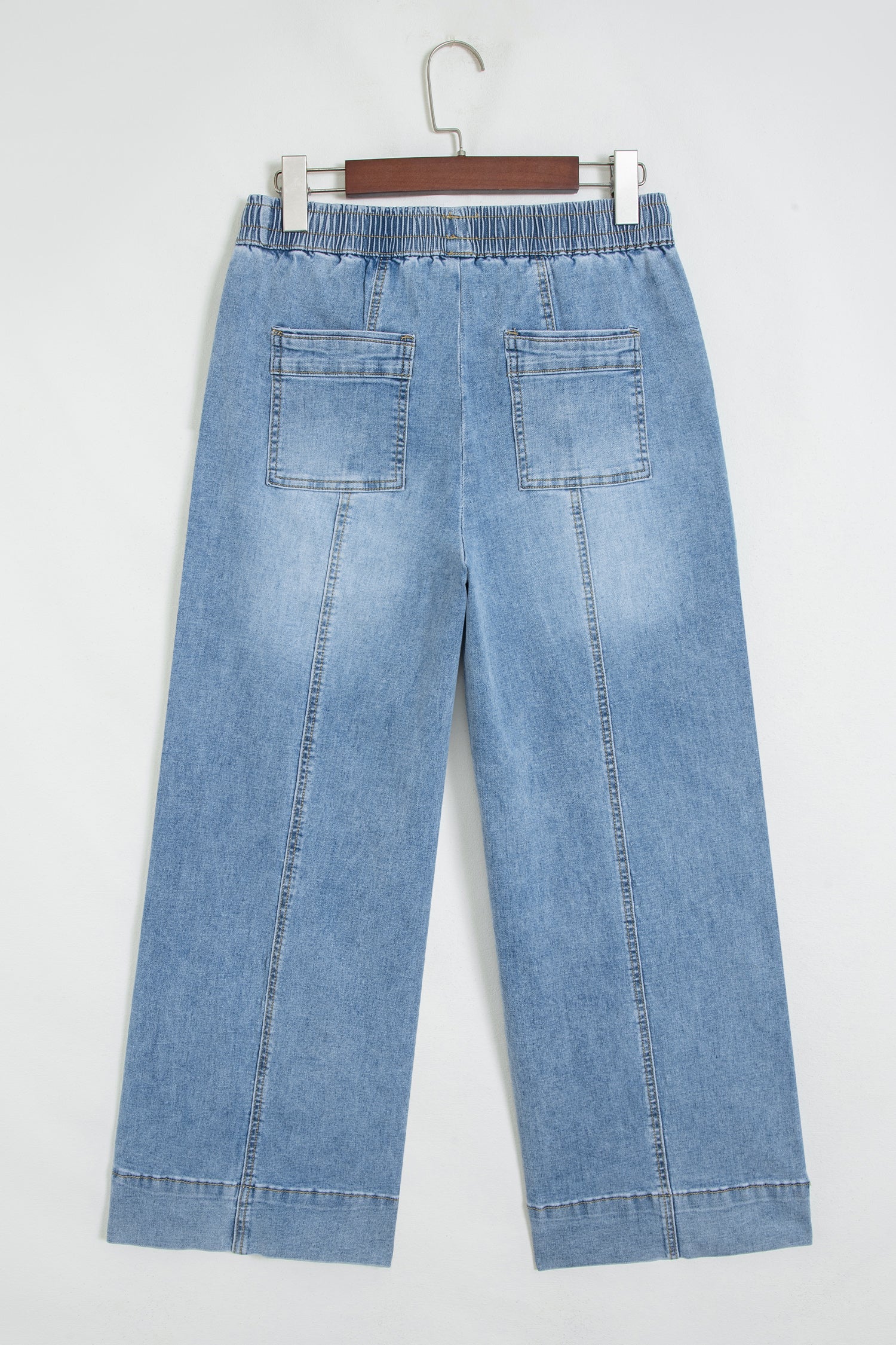 Drawstring Waist Wide Leg Jeans