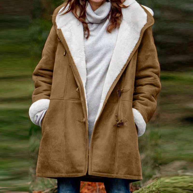 Sherpa-Lined Duffle Toggle Jacket with Hood