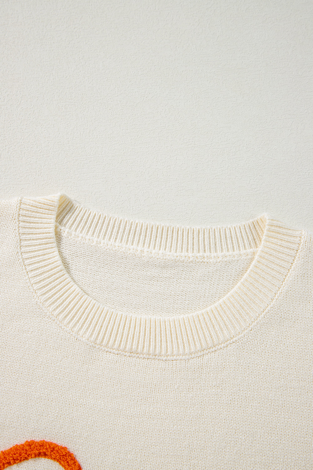 Halloween Boo Drop Shoulder Ribbed Trim Sweater