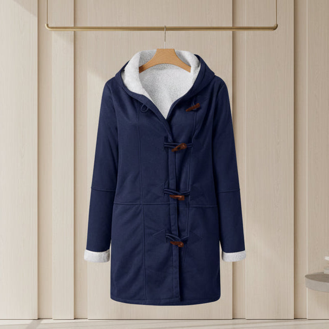 Sherpa-Lined Duffle Toggle Jacket with Hood