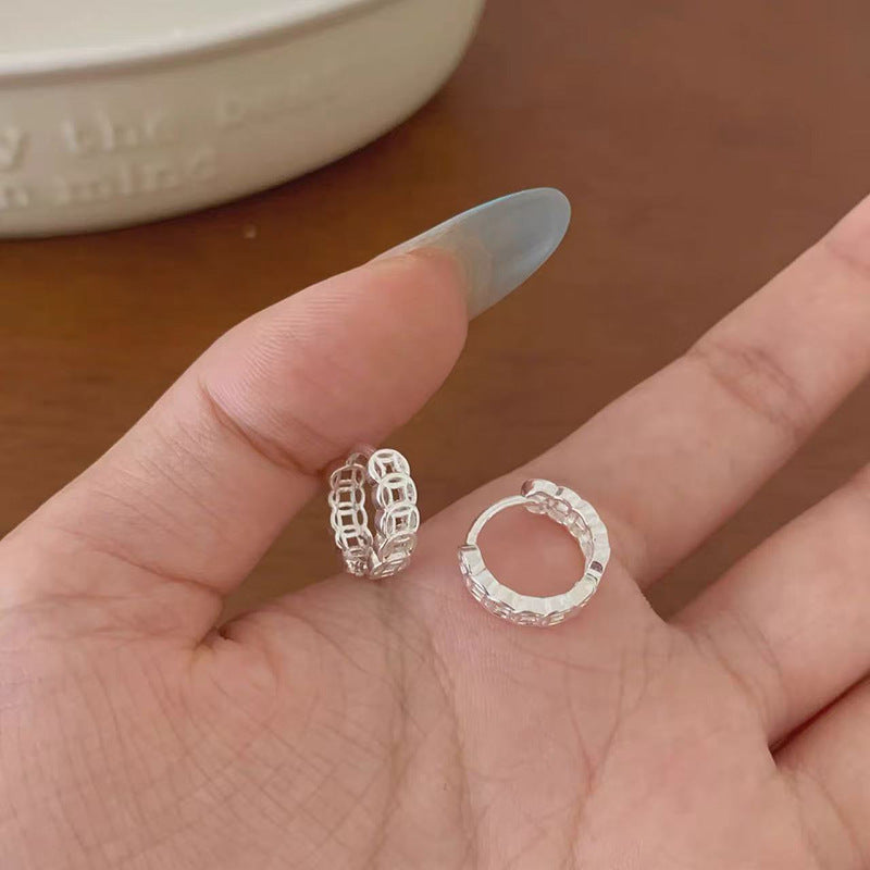 925 Gold Earrings Women's Retro