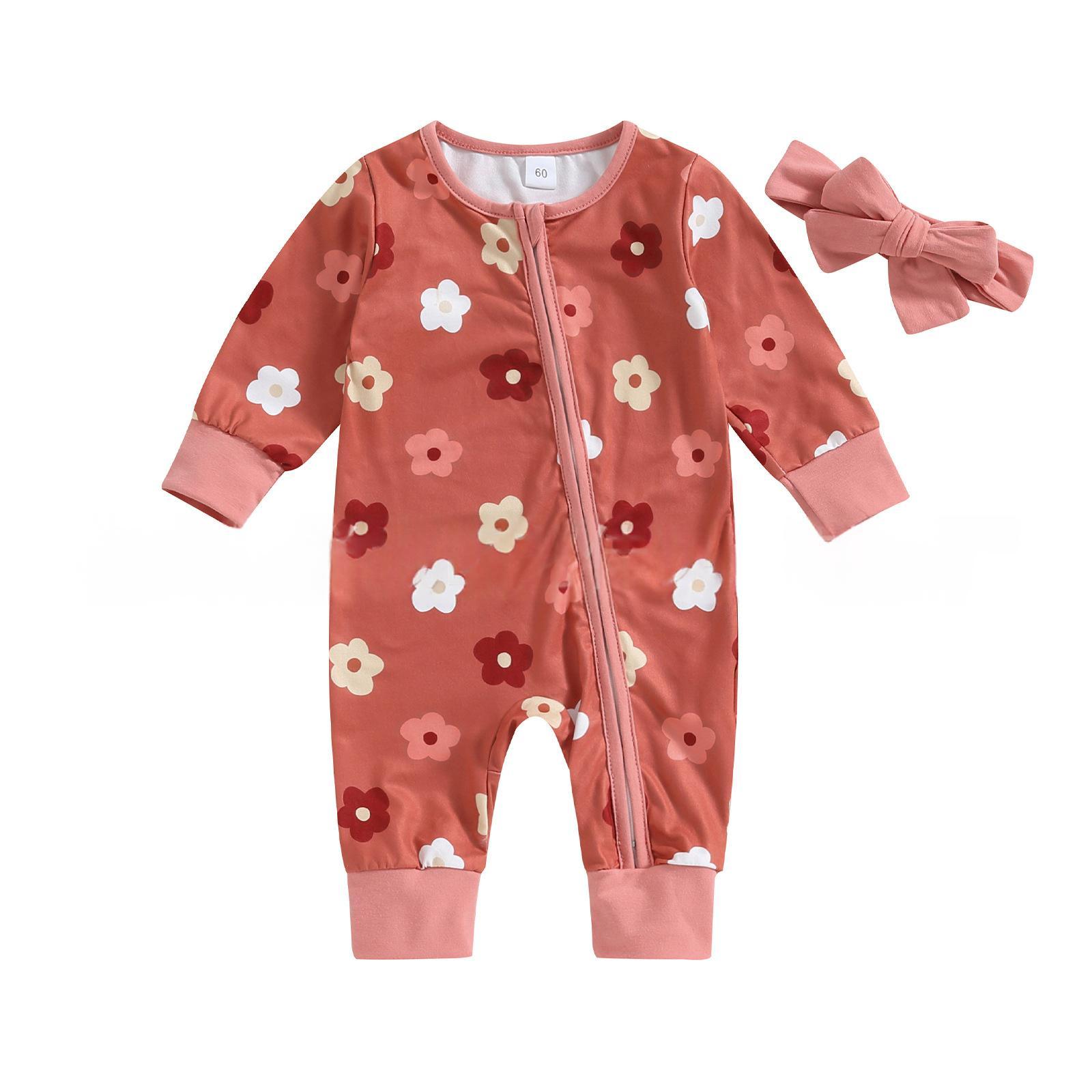 Floral-print Zip-up Jumpsuit For Girls