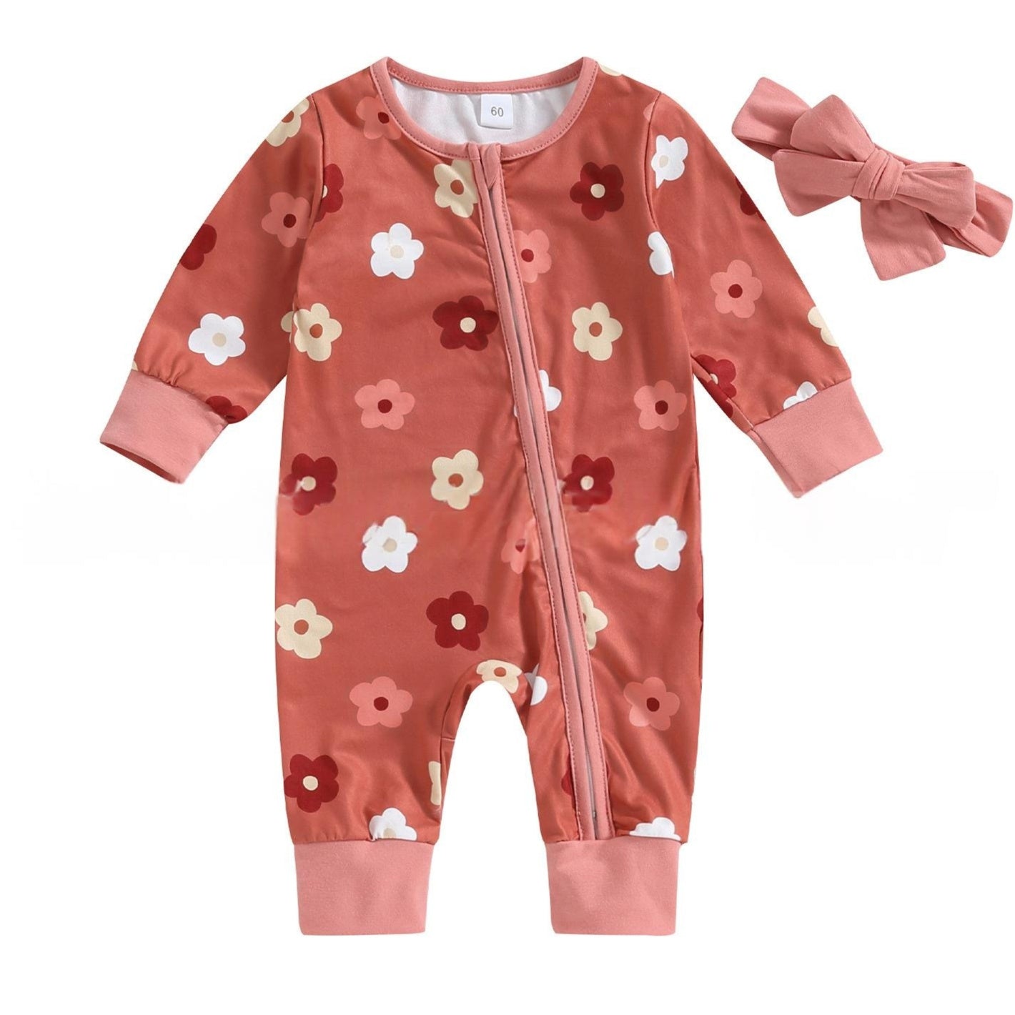 Floral-print Zip-up Jumpsuit For Girls