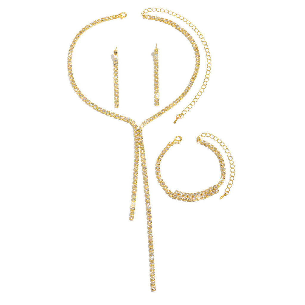 Dazzling Diamond Tassel Necklace, Earrings, Bracelet, Earring Set, Jewelry Set
